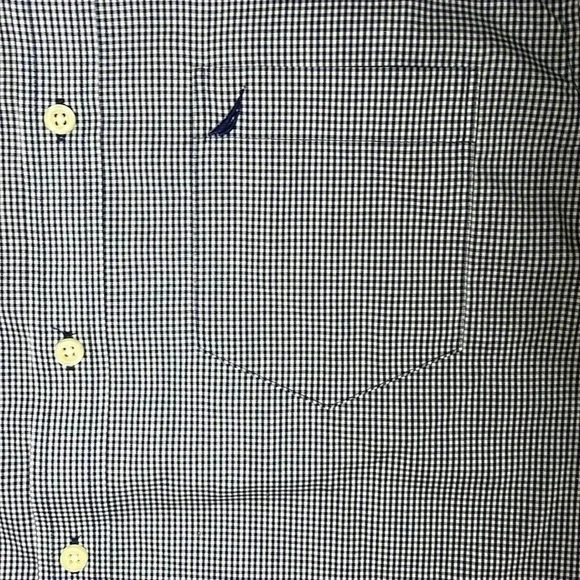 Nautica navy and white gingham button down shirt sz S - Picture 4 of 11